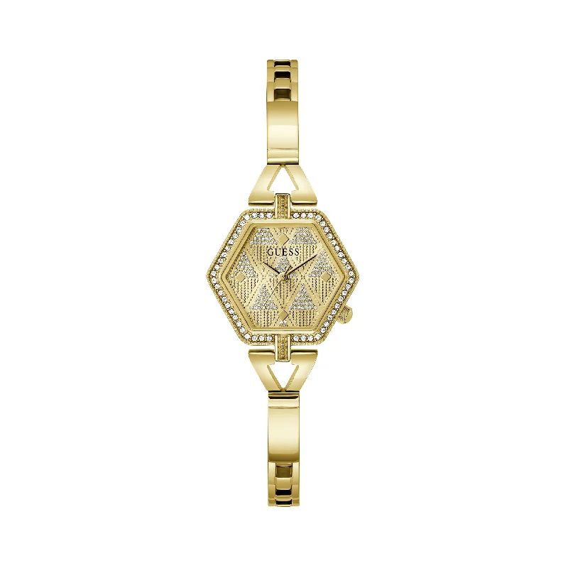 Guess Women's 28mm Gold Audrey Glitz Hexagonal Quartz Watch GW0680L2