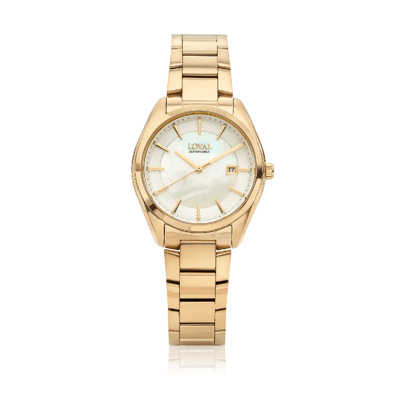 Loyal Women's Adventurer Gold PVD Quartz Sport Watch Mother-Of-Pearl Dial