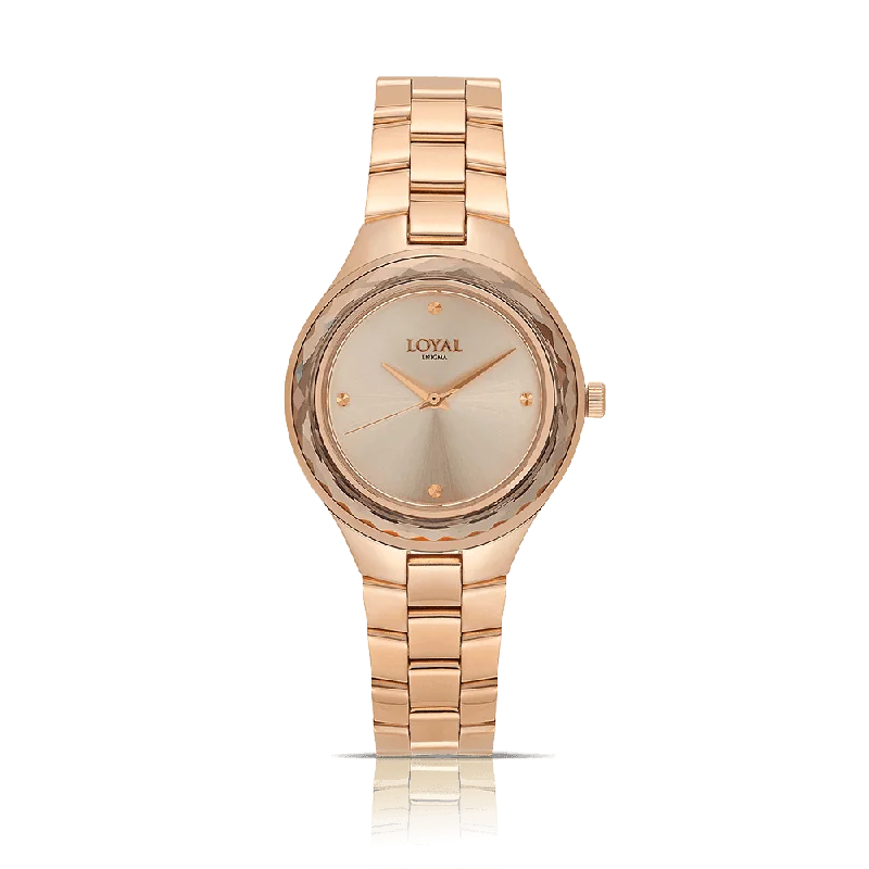 Loyal Women's Enigma Rose PVD Champagne Dial Quartz Dress Watch