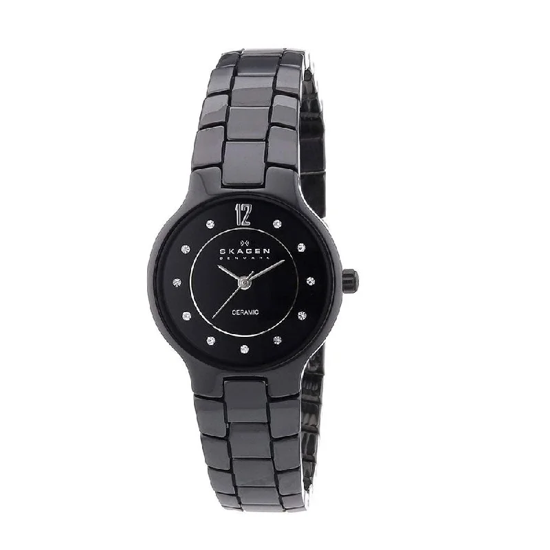 SKAGEN 572SBXBC Analogue Quartz Black Dial Ceramic Women's Bracelet Watch