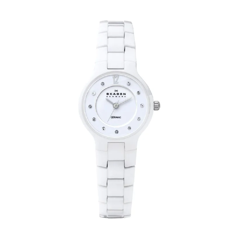 SKAGEN 572SSXWC Quartz White Dial and White Ceramic Women's Watch