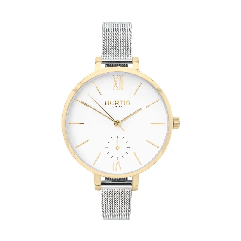 Amalfi Petite Stainless Steel Watch Gold, White & Silver