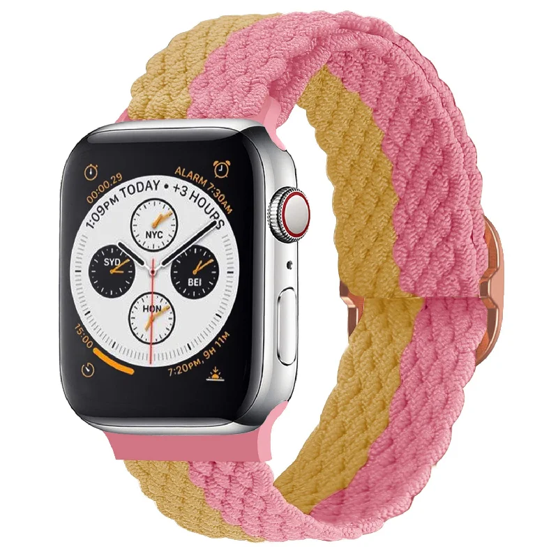 Apple Watch Braided Nylon Strap (Yellow/Pink)