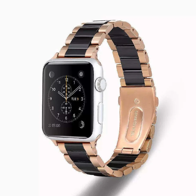 Apple Watch Ceramic/Steel Strap (Rose Gold/Black)