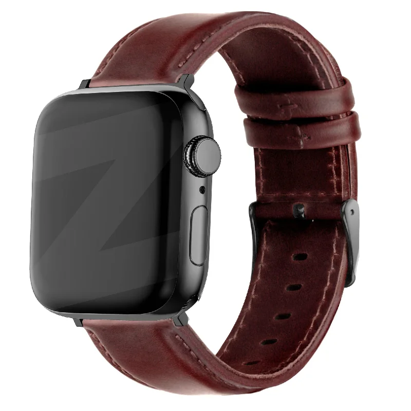 Bandz Apple Watch Genuine Leather Strap (Dark Brown)