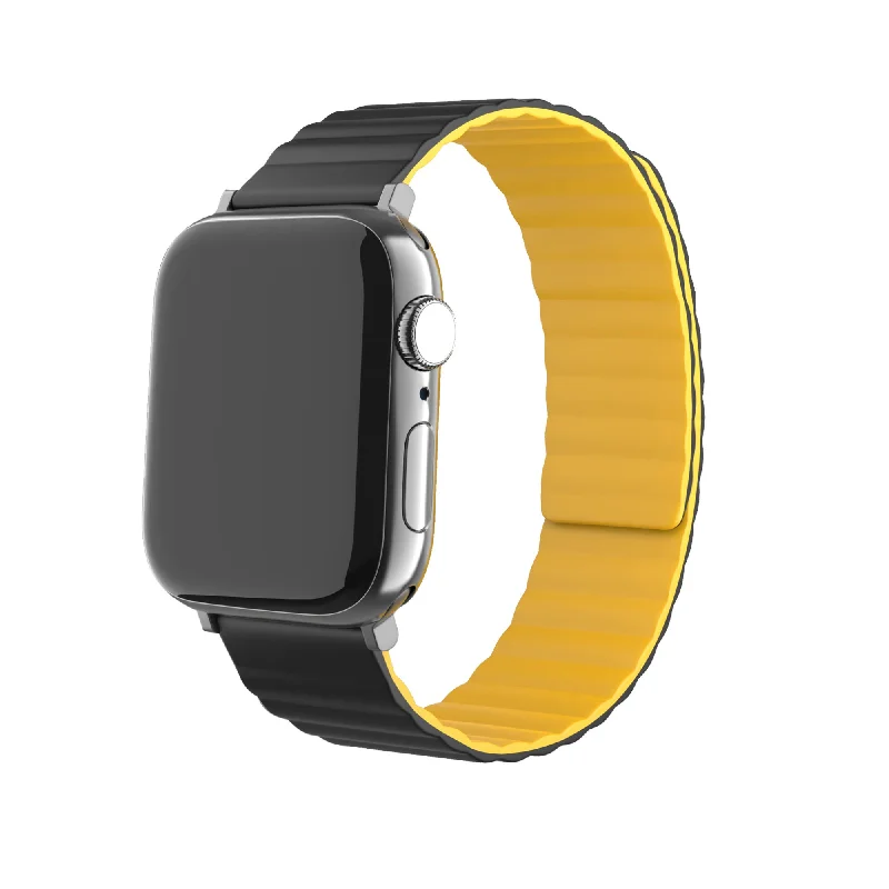 Apple Watch Magnetic Silicone Strap (Black/Yellow)