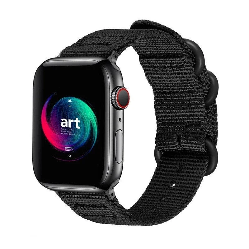 Apple Watch Nylon Strap with Buckle (Black)