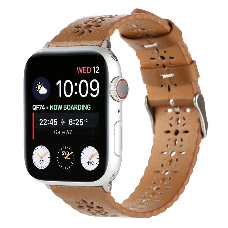 Apple Watch Patterned Leather Strap (Brown)