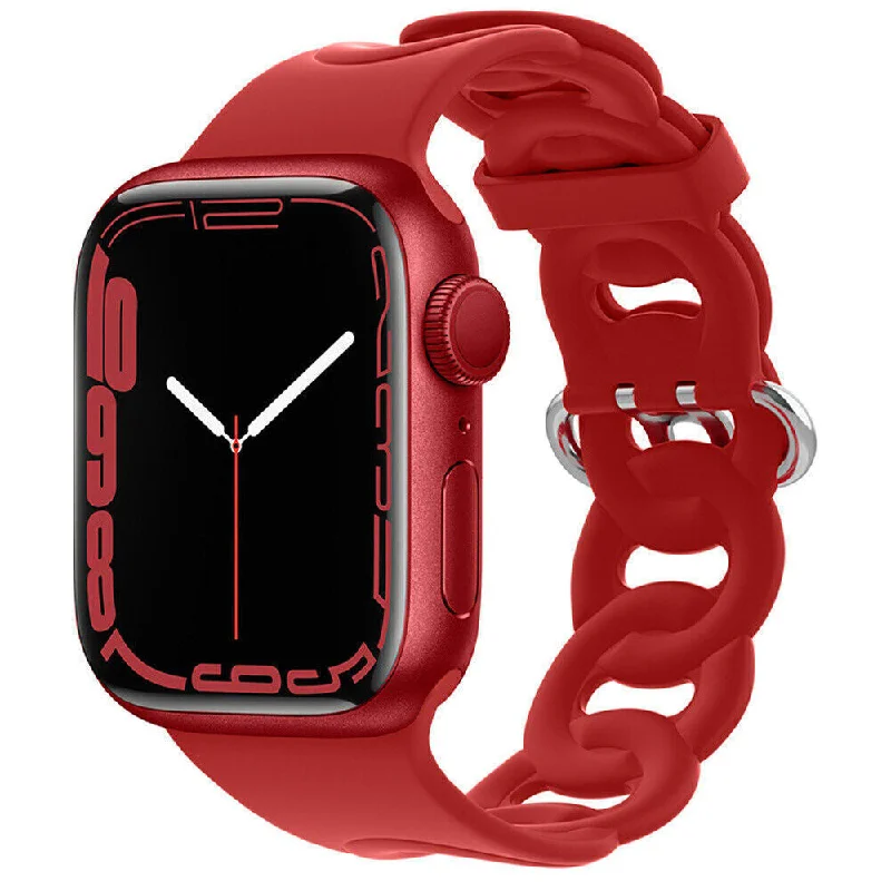 Apple Watch Silicone Chain Strap (Red)