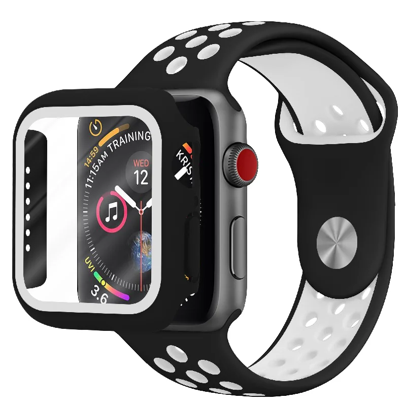 Apple Watch Sport Strap + TPU Case (Black/White)