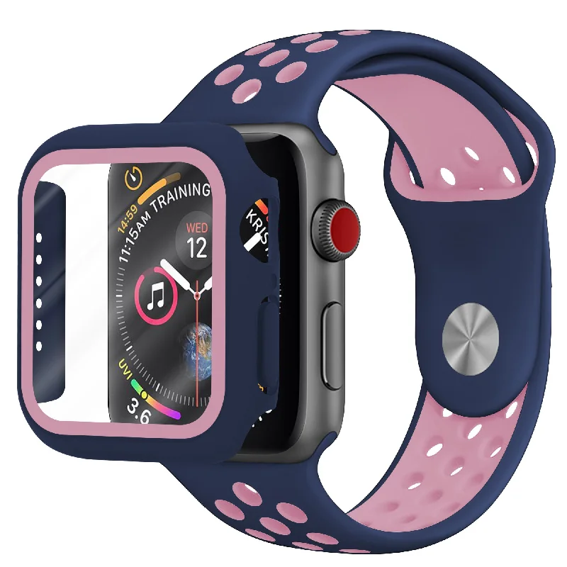 Apple Watch Sport Strap + TPU Case (Blue/Pink)