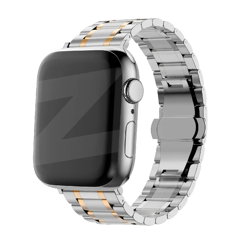 Bandz Apple Watch Steel Link Band 'Deluxe' (Silver/Gold)