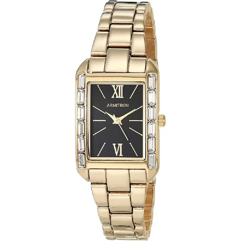 Armitron Women's Genuine Crystal Accented Gold-Tone Bracelet Watch, 75/5764BKGP