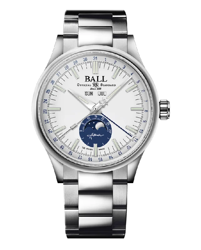 Ball Engineer II Moon Calendar - NM3016C-S1J-WH -  WHITE AND BLUE