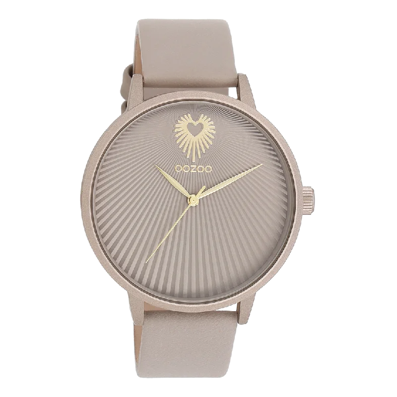 Taupe OOZOO watch with taupe leather strap - C11245