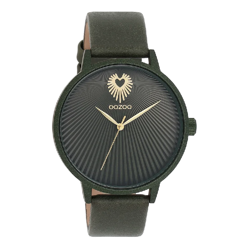 Forest green OOZOO watch with forest green leather strap - C11248