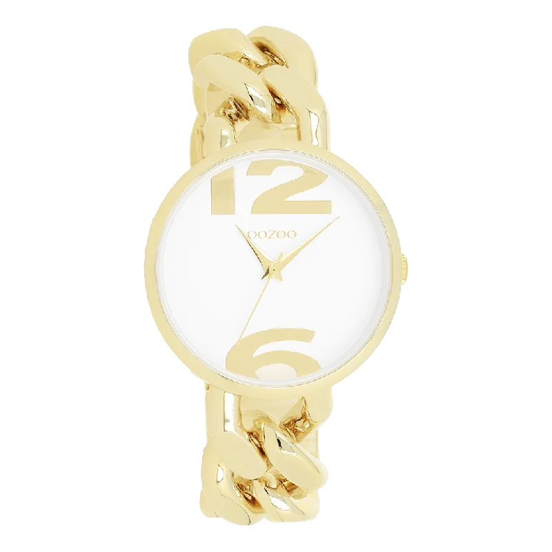 Gold coloured OOZOO watch with gold coloured chunky chain bracelet - C11262