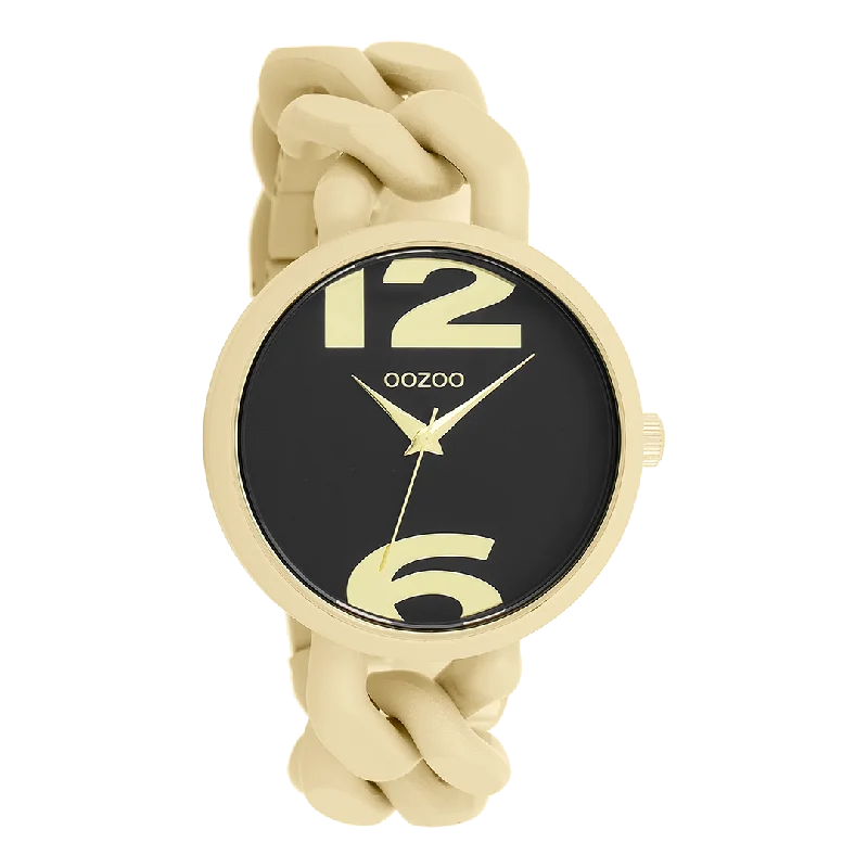 Gold coloured OOZOO watch with gold coloured chunky chain bracelet - C11266