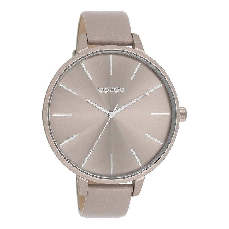 Taupe OOZOO watch with taupe leather strap - C11347