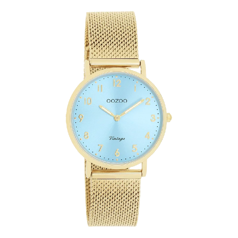 Gold coloured OOZOO watch with gold coloured metal mesh bracelet - C20348