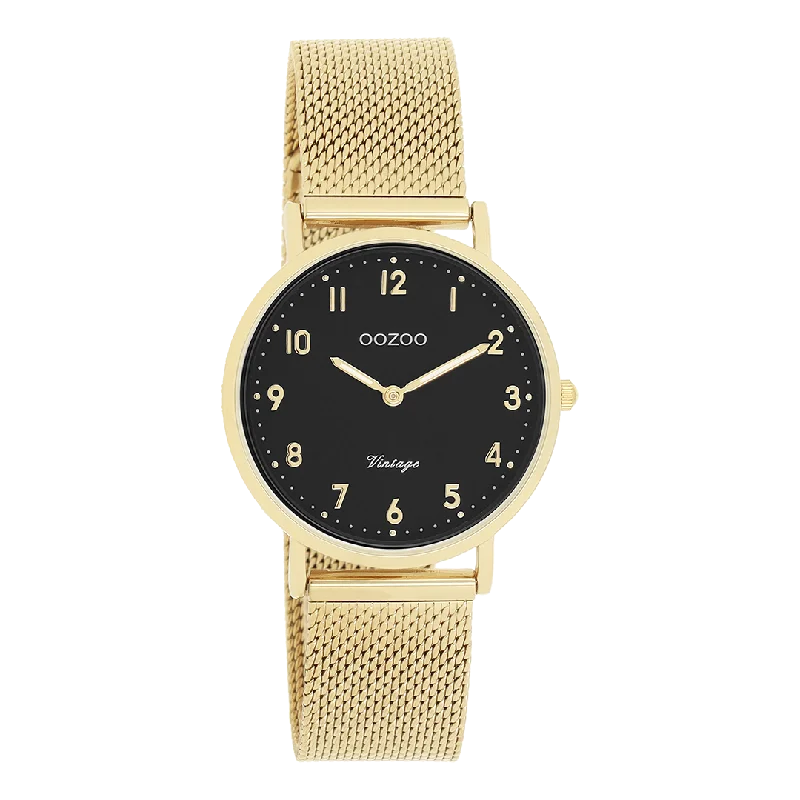 Gold coloured OOZOO watch with gold coloured metal mesh bracelet - C20349