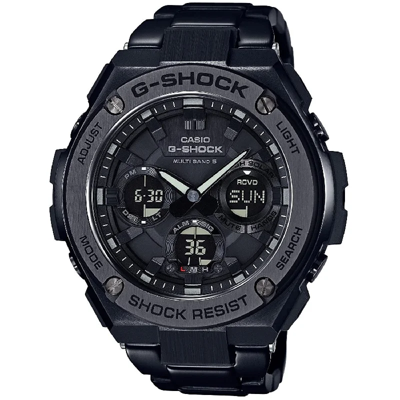 Casio Men's GSTS110BD-1B G-Shock Chronograph Analog-Digital Black Stainless Steel Watch