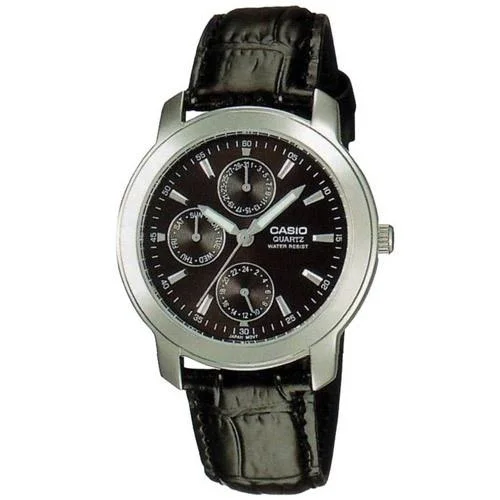 Casio Men's MTP-1192E-1A Classic Chronograph Black Leather Watch