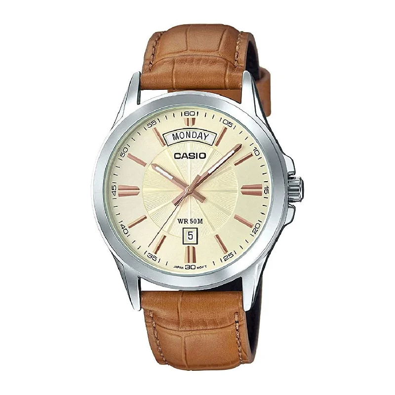 Casio Men's MTP1381L-9A Enticer Brown Leather Watch