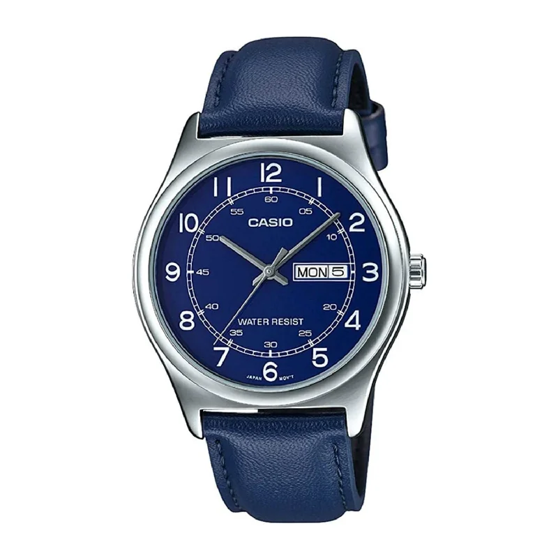 Casio Men's MTPV006L-2B Standard Blue Leather Watch