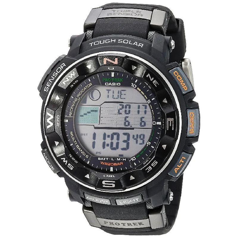 Casio Men's PRW2500R-1 Pro Trek Tough Solar Digital Black Resin Watch