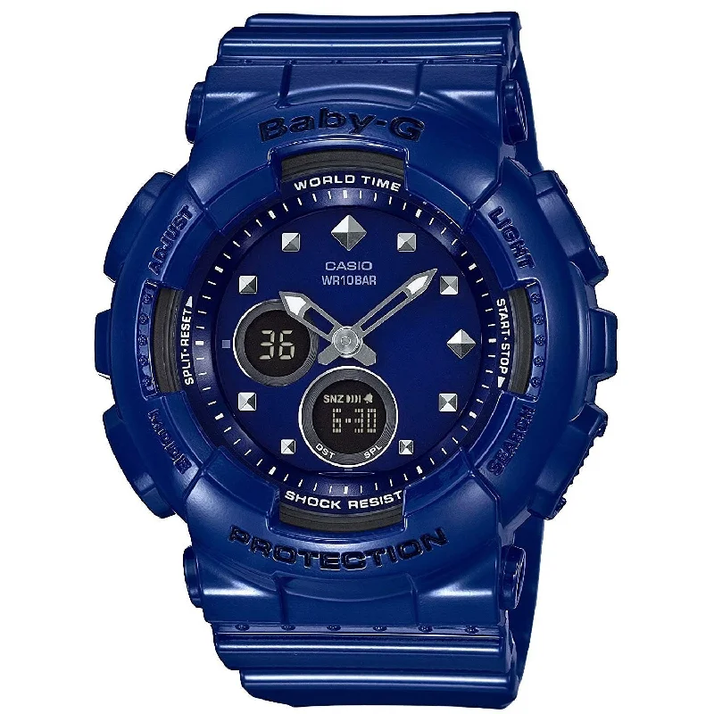 Casio Women's BA125-2A Baby-G Analog-Digital Blue Resin Watch