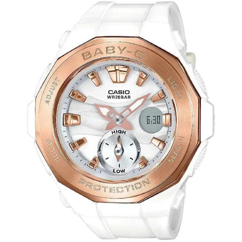 Casio Women's BGA220G-7A Baby-G Analog-Digital White Resin Watch