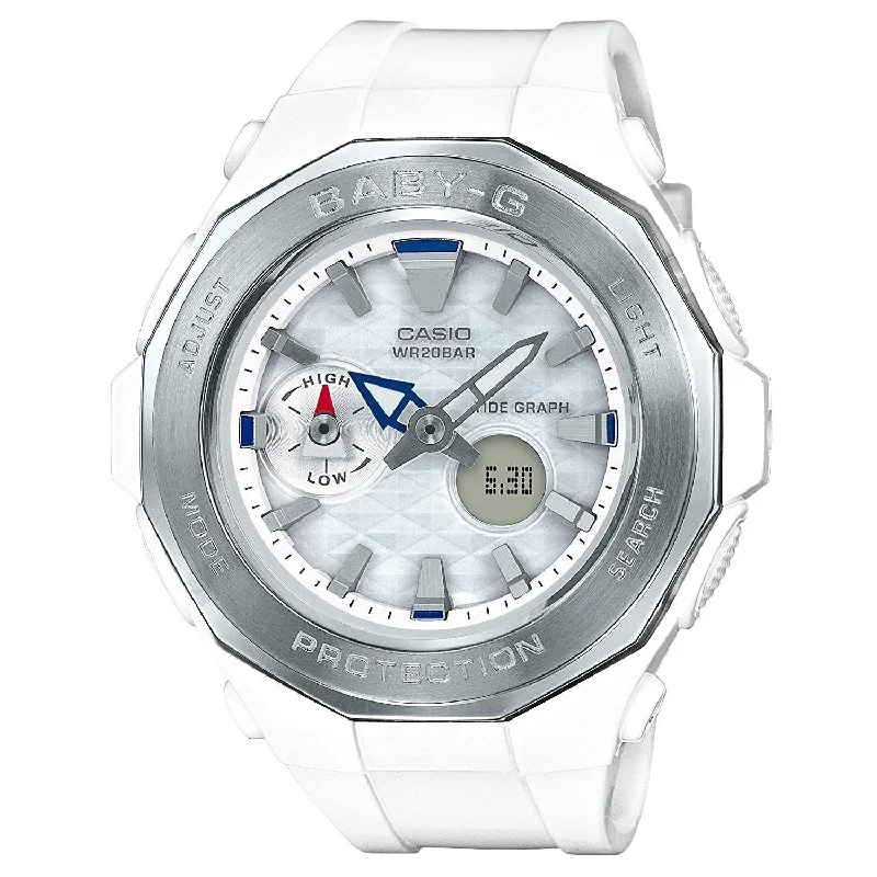 Casio Women's BGA225-7A Baby-G Beach Analog-Digital White Resin Watch