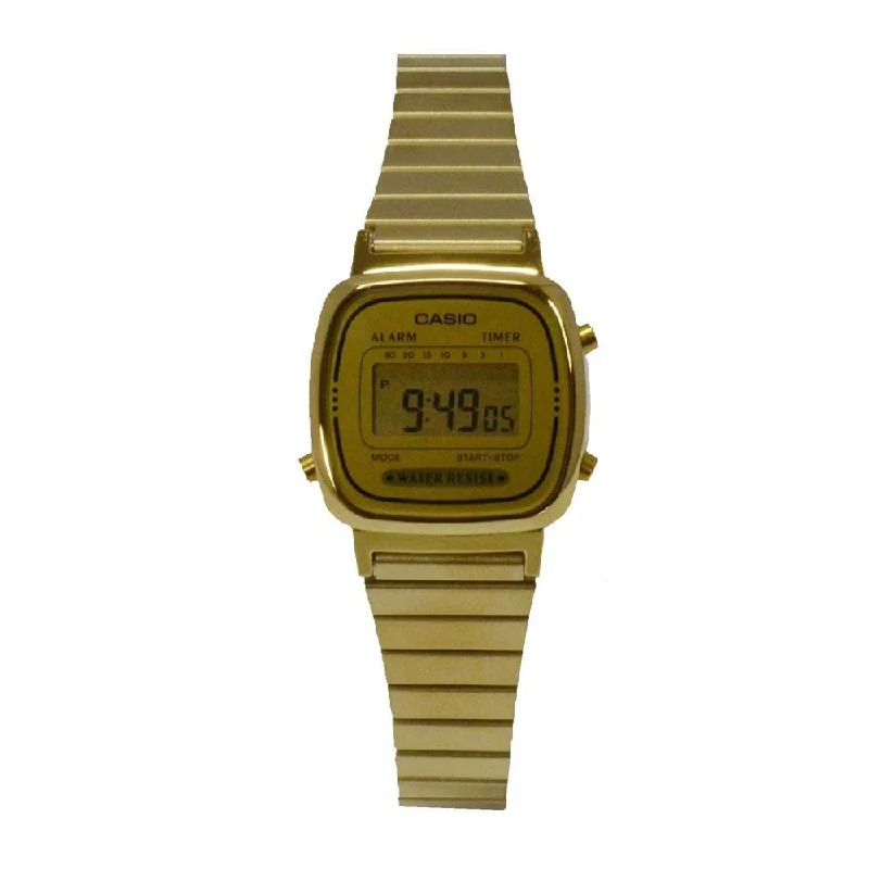 Casio Women's LA-670WG-9D Casual Digital Gold-Tone Stainless Steel Watch