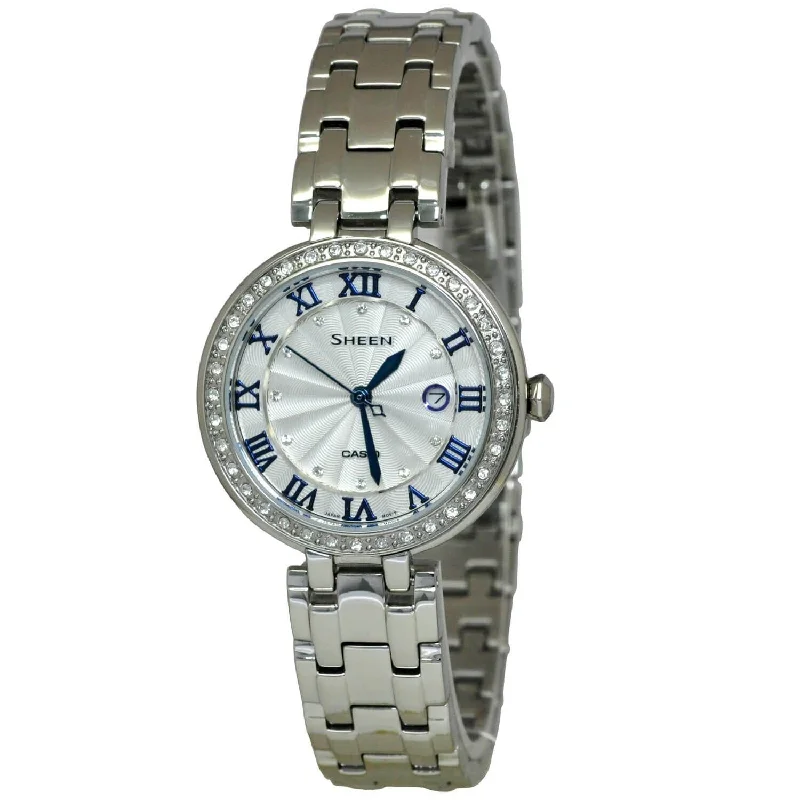 Casio Women's SHE4034D-7A Sheen Crystal Stainless Steel Watch