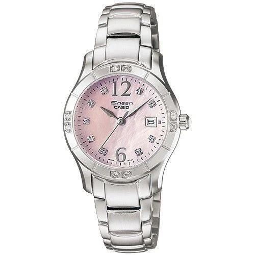 Casio Women's SHN4019DP-4A Sheen Crystal Stainless Steel Watch