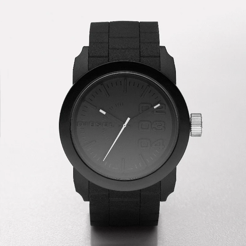 Double Down Black Dial Black Silicone Strap