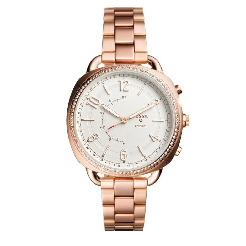 Fossil Hybrid FTW1208 White Dial Rose Gold Stainless Steel Smartwatch Women's Watch.