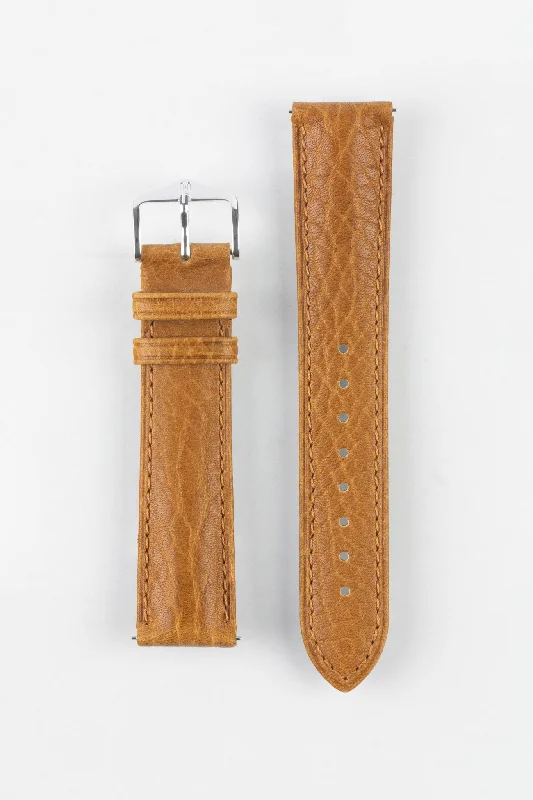 Hirsch CAMELGRAIN No Allergy Leather Watch Strap in HONEY