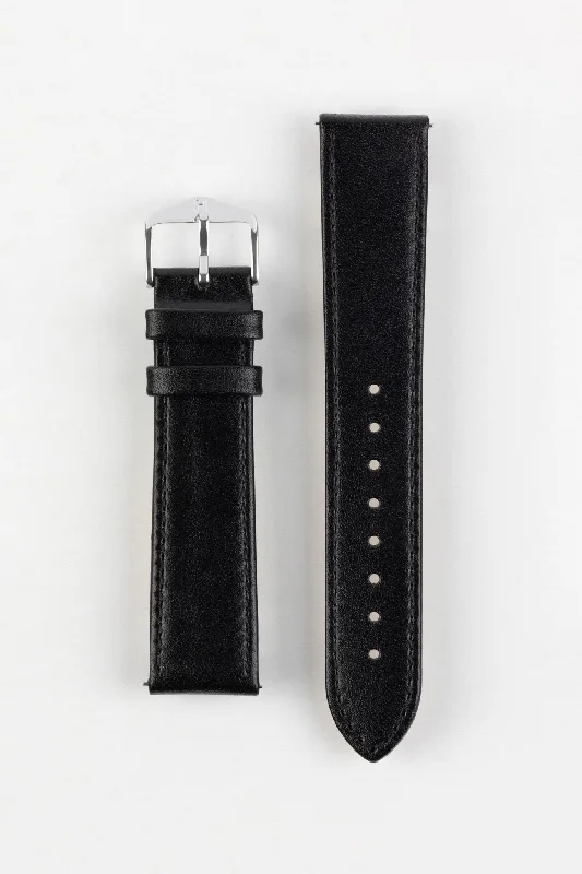 Hirsch OSIRIS Black Quick-Release Calf Leather Watch Strap