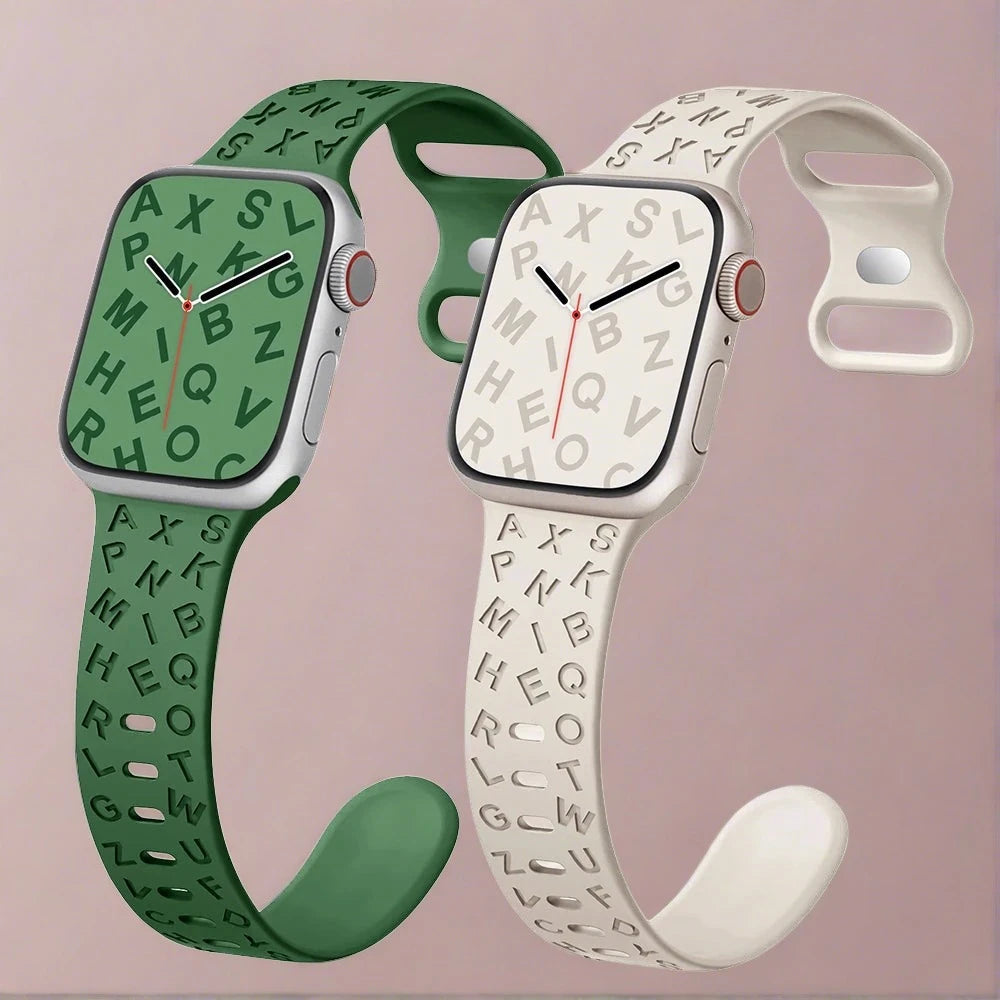 Alphabet Letters Engraved Strap For Apple Watch