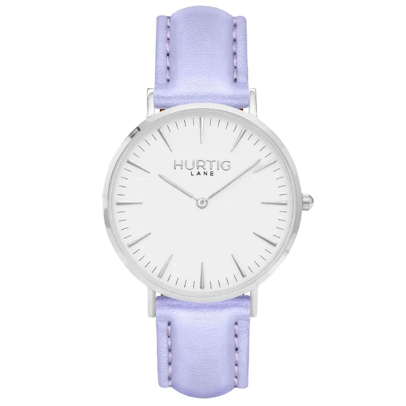 Mykonos Vegan Leather Watch Silver, White & Lilac