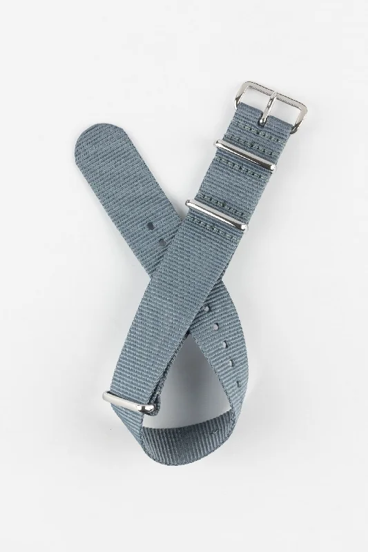 Nylon Watch Strap in GREY with Polished Buckle and Keepers