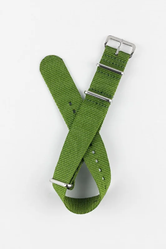 Nylon Watch Strap in GREEN with Polished Buckle and Keepers