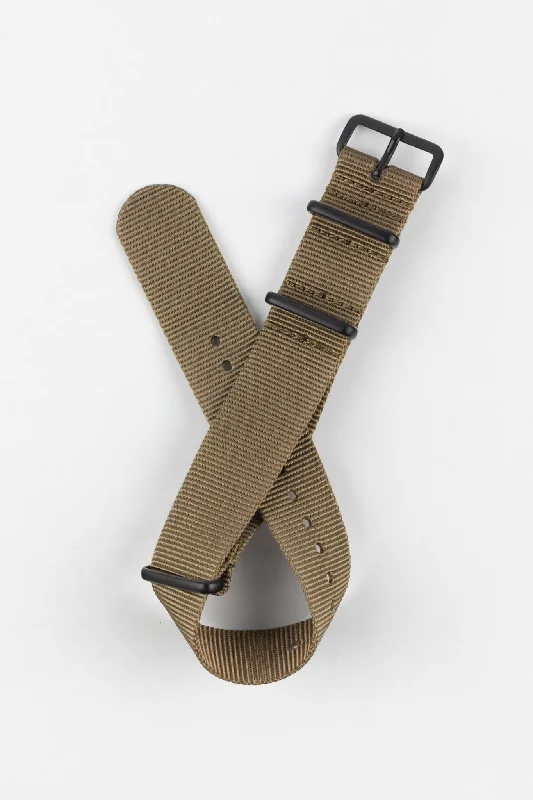 Nylon Watch Strap in KHAKI with PVD Buckle and Keepers