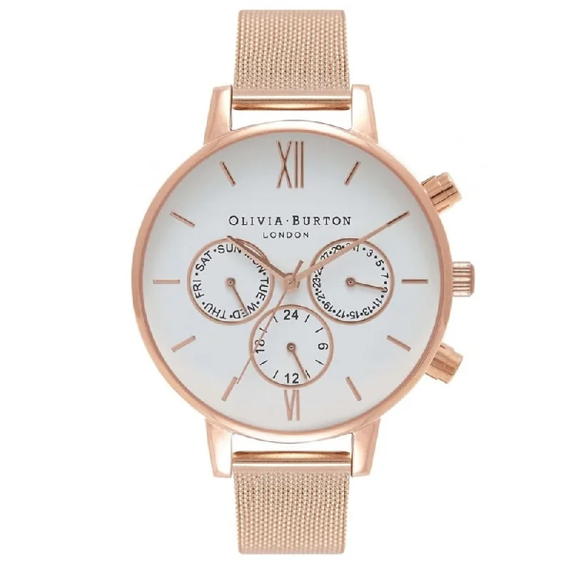 OLIVIA BURTON OB16CG86 Chrono Detail White & Rose Gold Women's Mesh Watch