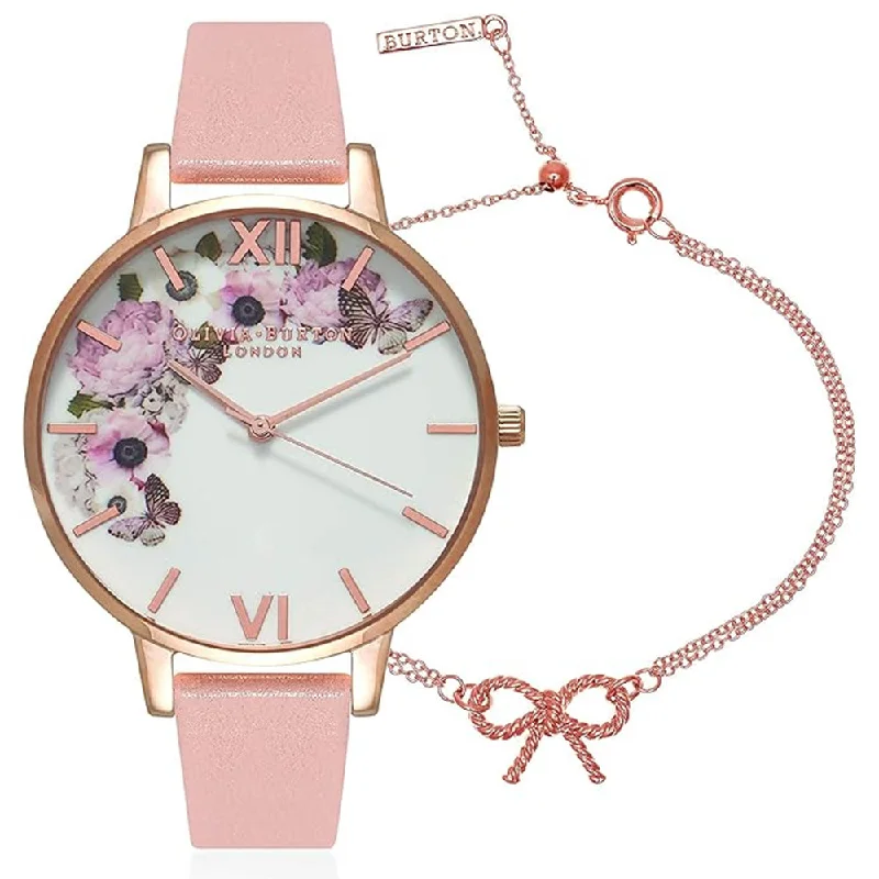 OLIVIA BURTON OB16GSET10 Signature Floral Dial Women's Watch And Bracelet Set