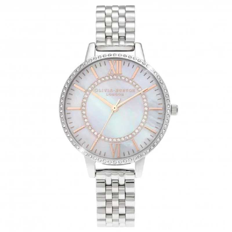 OLIVIA BURTON OB16WD91 Wonderland Mother Of Pearl Demi Dial Silver Women's Watch