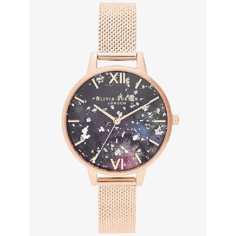 OLIVIA BURTON OB16GD33 Celestial Black Dial Rose Gold Boucle Women's Mesh Watch