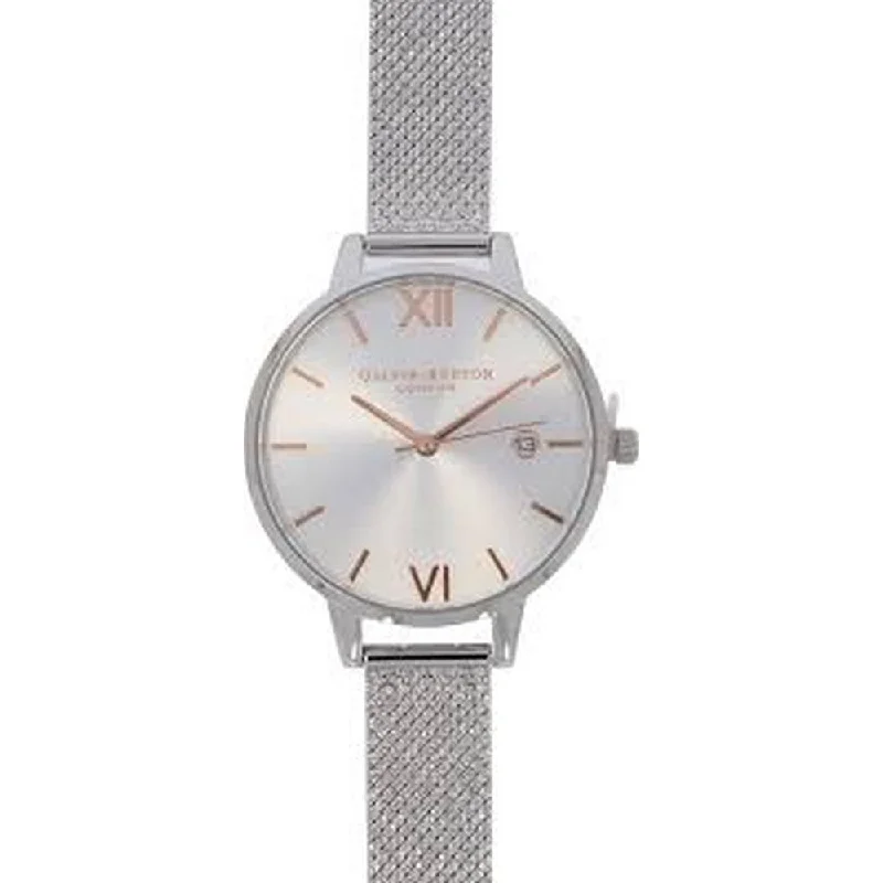 OLIVIA BURTON OB16DE01 Sunray Boucle Silver & Rose Gold Women's Mesh Watch